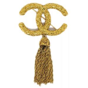 Chanel Fringe Brooch Pin Gold